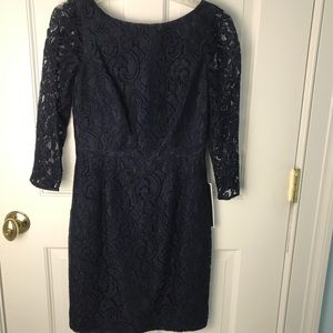 J Crew Navy Blue Lace Sheath Dress